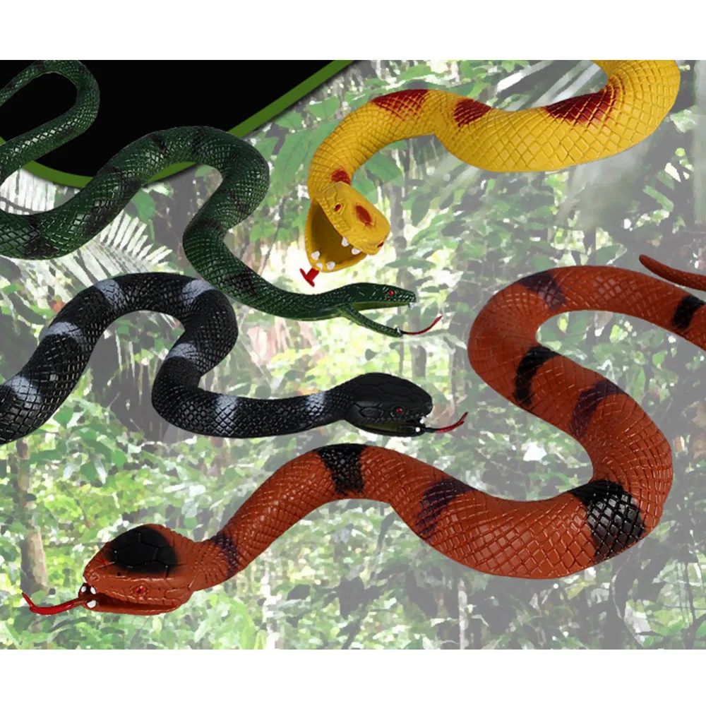 

4Pcs Props Practical Joke Toys Halloween Realistic Rubber Snake Scare Toys for Garden Party Atmosphere DIY Trick Toys Decoration