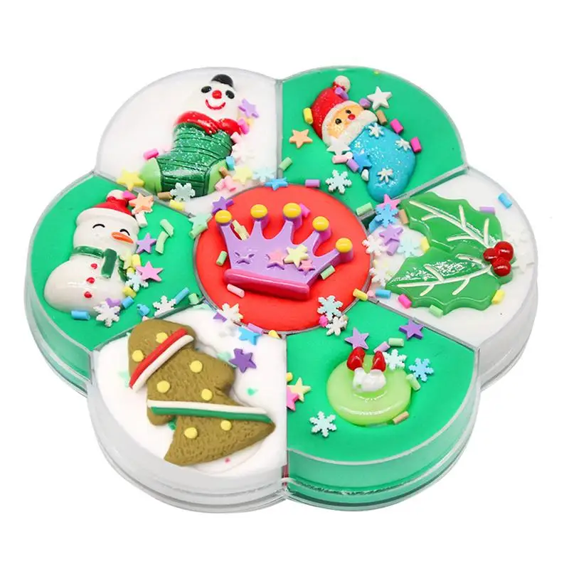 Adorable Cotton Mud Gift Colored Toy Christmas Themed Plasticine for Kids DIY (7 Case Green) | Дом и сад