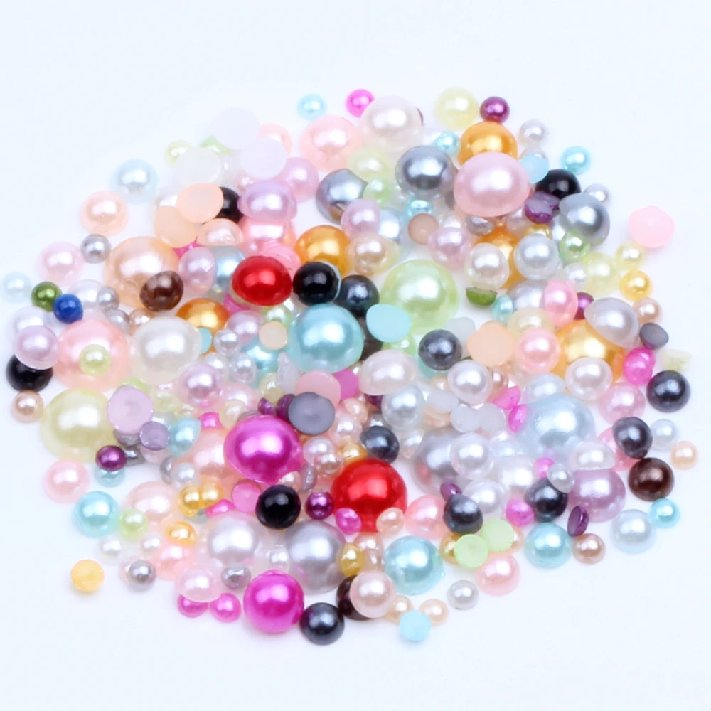 

6mm 7mm 8mm Multicolor ABS Half Round imitation Pearl Bead Flat Back Scrapbook Beads For Jewelry Making Craft Pearls Clothing