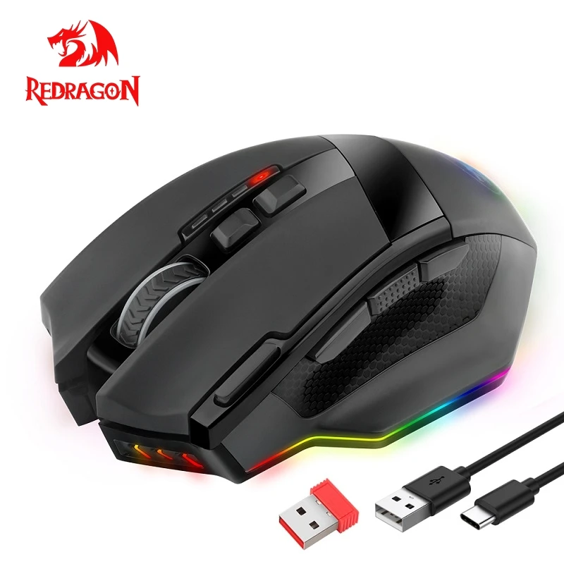 Redragon Sniper Pro M801P Проводная беспроводная игровая мышь с RGB подсветкой 16400 точек на