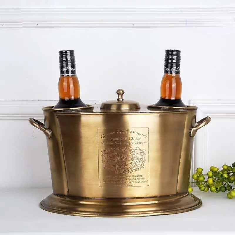 Pure Copper Luxury Decoration Barrels Ice Bucket Bar Highend Club Ktv