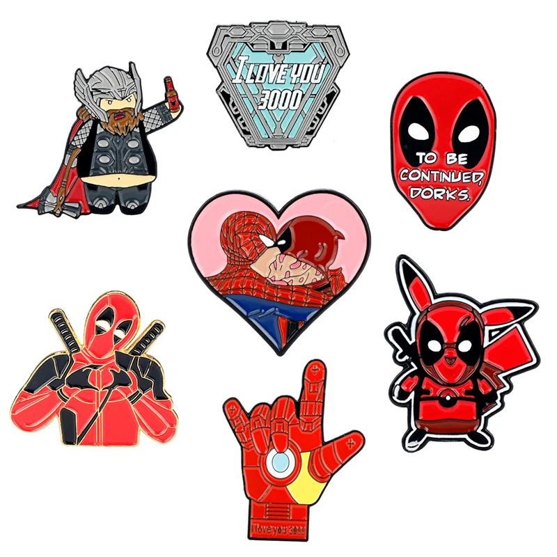 

Marvel Movie Iron Man Tony Stark I Love You 3000 Times Badge Brooch The Avengers Spider-Man Captain Thanos Pins Brooches Jewelry