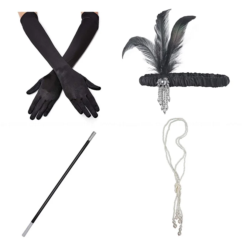 1920S Accessories-C 1920s Flapper платье Great Gatsby вечерние платья с блестками и бахромой - Цвет: 1920S Accessories-C
