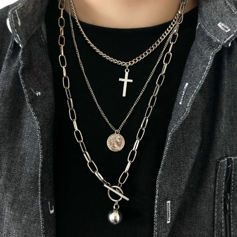 

Fox Mrs. INS Street Cool Earth Retro Multilayer Necklace Pendant Dark of Cool Accessories Men And Women Chain