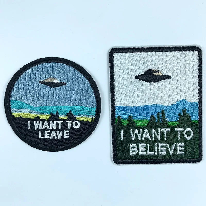 

Punk style Round Square UFO Embroidered Alien Ship Patches Iron on for Clothing DIY Clothes Stickers Astronaut Badges Parches