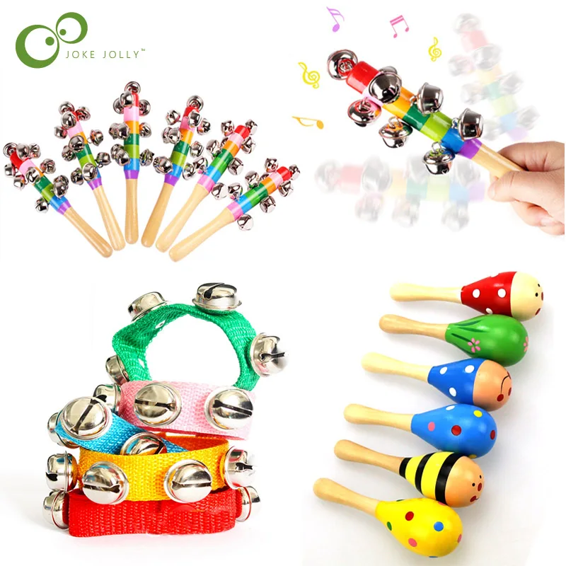 Baby Rattles & Mobiles Toys Colorful Ringing bell Sand Hammer Wrist