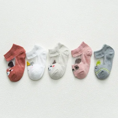 5 пар/лот; носки для малышей; Летние сетчатые тонкие носки для новорожденных девочек; хлопковые Повседневные носки для маленьких мальчиков и девочек; носки с героями мультфильмов - Цвет: C