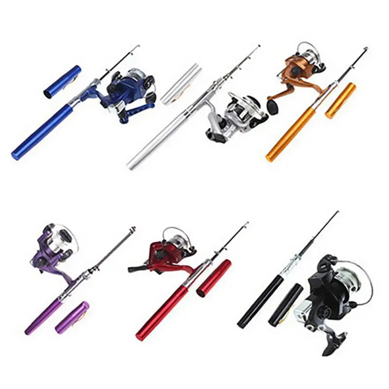 Hot Fishing Rod Reel Line Combo Shape Super Short Telescopic Pole Mini Spinning Wheel Wire Fishing Tackle Rod Combo