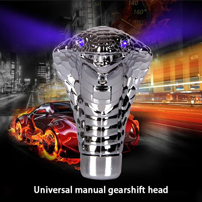 New Christmas Funny Gift Universal Auto Car Manual Gear Shift Knob Stick Led Eyes Chrome Cobra Snake Cool Shift Lever