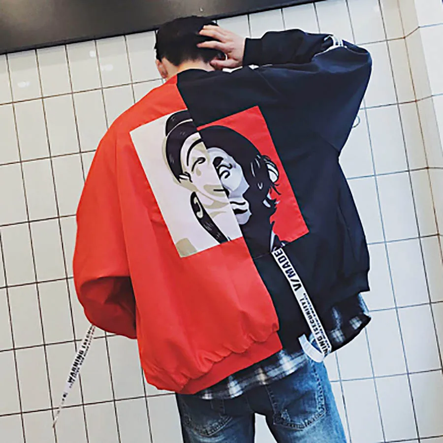 

Varsity Letterman Funny Bomber Jacket Men Streetwear Pilot Hip Hop Flight College Anorak Jacket Coat Punk Rave Clothes 50jk