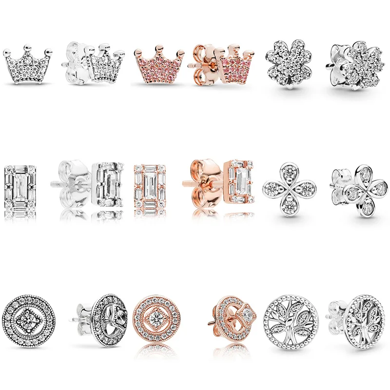 

DIY Women Ear Studs Vintage Allure Radiant Clover Luminous Ice Crystal High Quality Earring With Women Wedding Jewelry