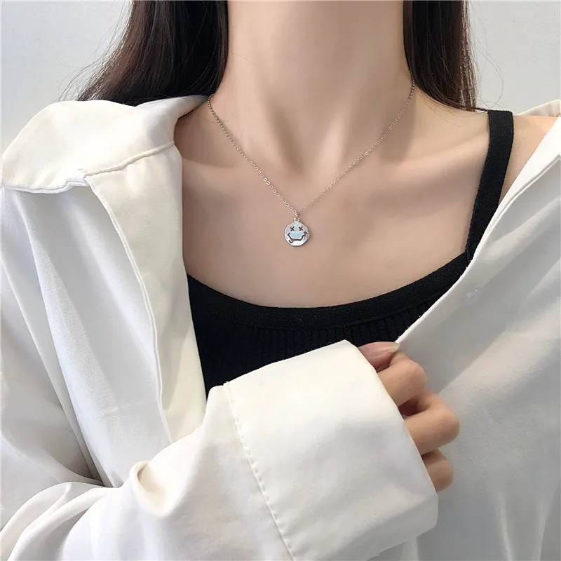 Панк Смешные полые металлические Хэллоуин смайлик гримаса кулон ожерелье для