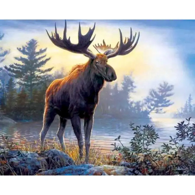 

GATYZTORY Deer Animals Frame DIY Painting By Numbers Kits Handpainted Oil Painting Coloring By Number For Wall Art Picture