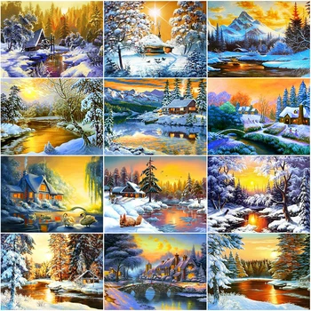 

Evershine Full Square Round Diamond Painting Tree Cross Stitch Diamond Embroidery Winter Landscape Mosaic Rhinestones Art