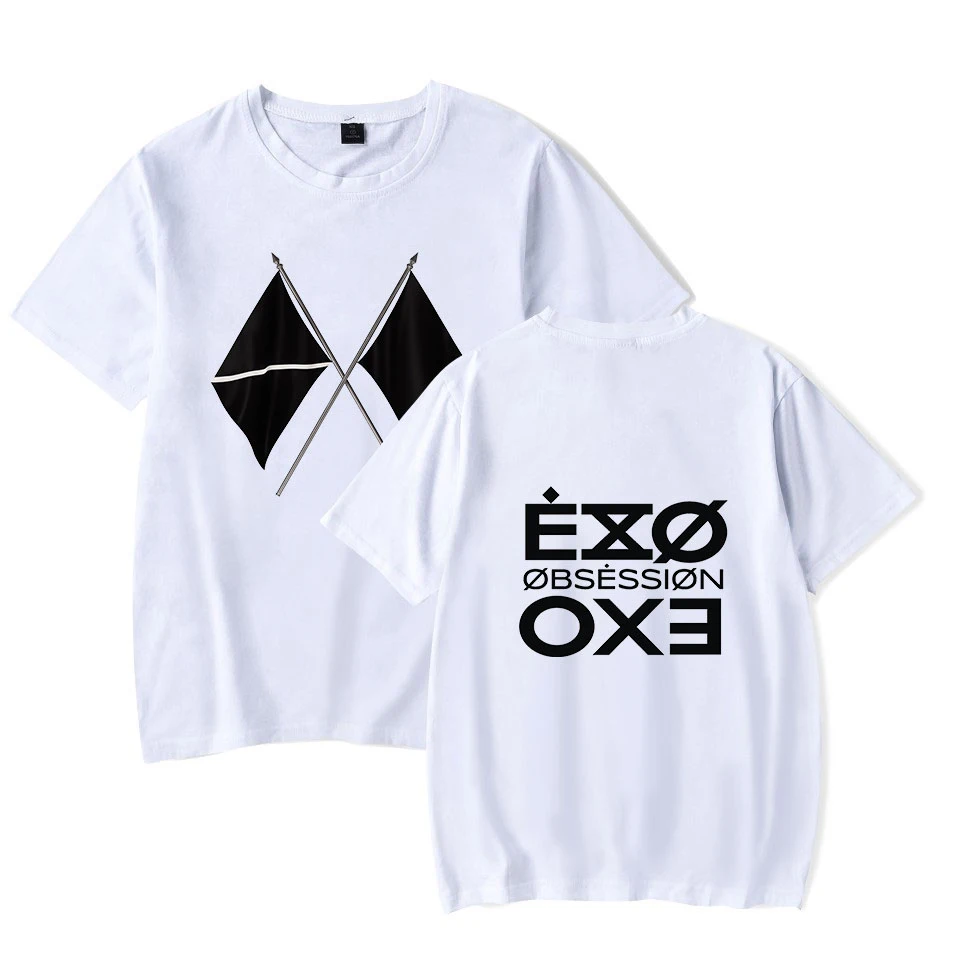 KPOP EXO альбом шестая альбом OBSESSION WE ARE ONE EXO футболка с принтом женская/мужская одежда горячая Распродажа Топы с коротким рукавом Футболка