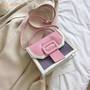 

Fashion Hit Color Crossbody Bag PU Leather Small Women Flap Shoulder Handbag Popular Simple Female Daily Bag