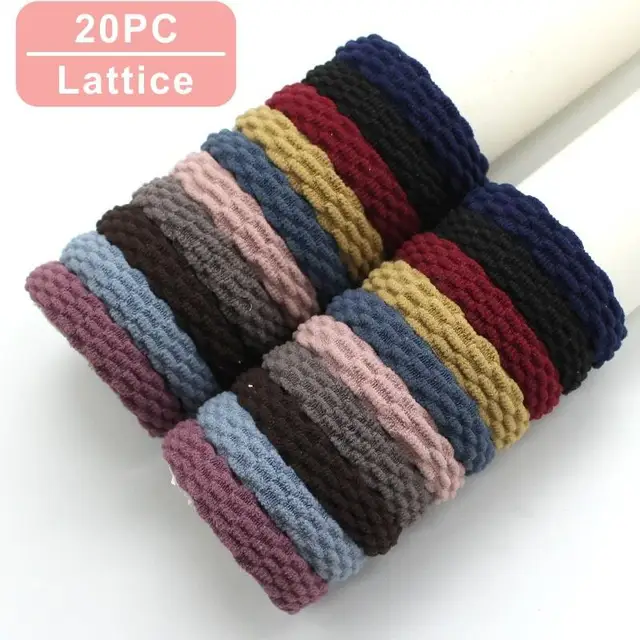 10PCS/Set Fashion Korean Elastic Hair Bands For Women's High Elastic Hair Circle Hair Rope Hair Accessories Headwear Headdress A2x2-Lattice