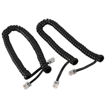 2 шт 2 м RJ9 4P4C штекер спиральный эластичный телефонные трубки кабель черный