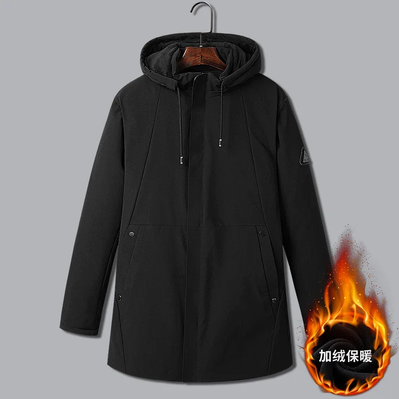 

Cotton-padded Jacket Male Plus Velvet Thicken Keep Warm Plus Fat plus Size Medium Length Money Fat Cotton-padded Jacket Coat