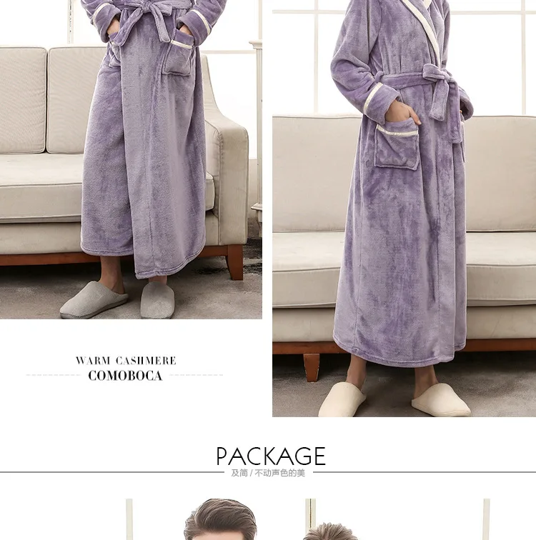 Couple Pajamas Autumn and Winter Bathrobe Long Thick Flannel Couple Bathrobe Loose Plus Size Pajamas Home Clothes Sleepwear