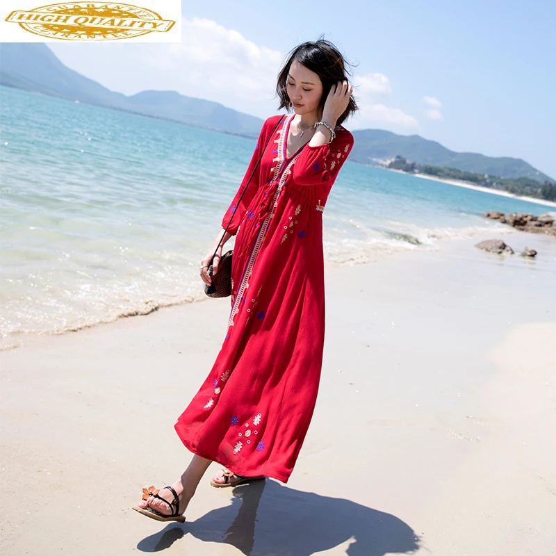 Zomer Strand Katoen En Linnen Jurk Vrouwen Elegante Lange Jurken Rood Chiffon Maxi Sexy Boho Jurk Vestidos Verano 2020 KJ1738 Zomer Strand Katoen En Linnen Jurk Vrouwen Elegante Lange Jurken Rood Chiffon Maxi Sexy Boho Jurk Vestidos Verano 2020 KJ1738