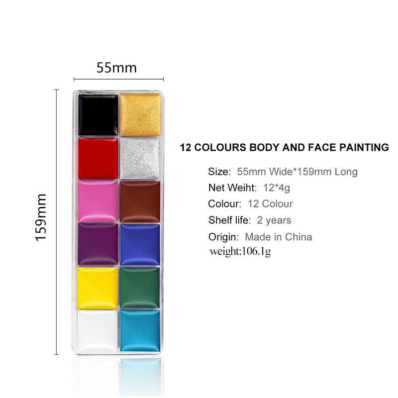 12 Colors Body Art Oil Painting Face Paint Non Toxic Face Body Art Painting Safe Water Paint Oil Tattoo painting Halloween