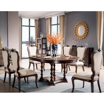 

cheap walnut color space saving extendable wooden dining table and 6 chairs