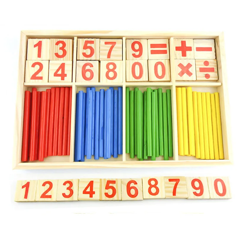 Children Wooden Count Stick Montessori Math Toys Children's Early Education Baby Kids Teaching Intelligence Digital Stick Toy