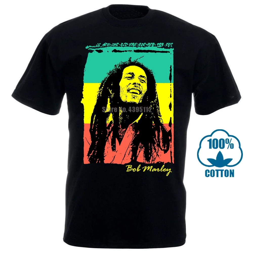 

Summer The New Fashion For Short Sleeve Bob Marley Mens Rasta Stripe T Shirt X Large Black