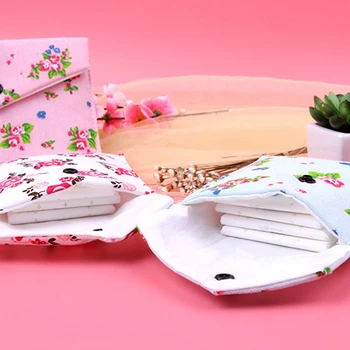 

Napkin Organizer Storage Hold Pads Carrying Bags Flower Print Small Articles Gather Pouch Case Woman Cotton