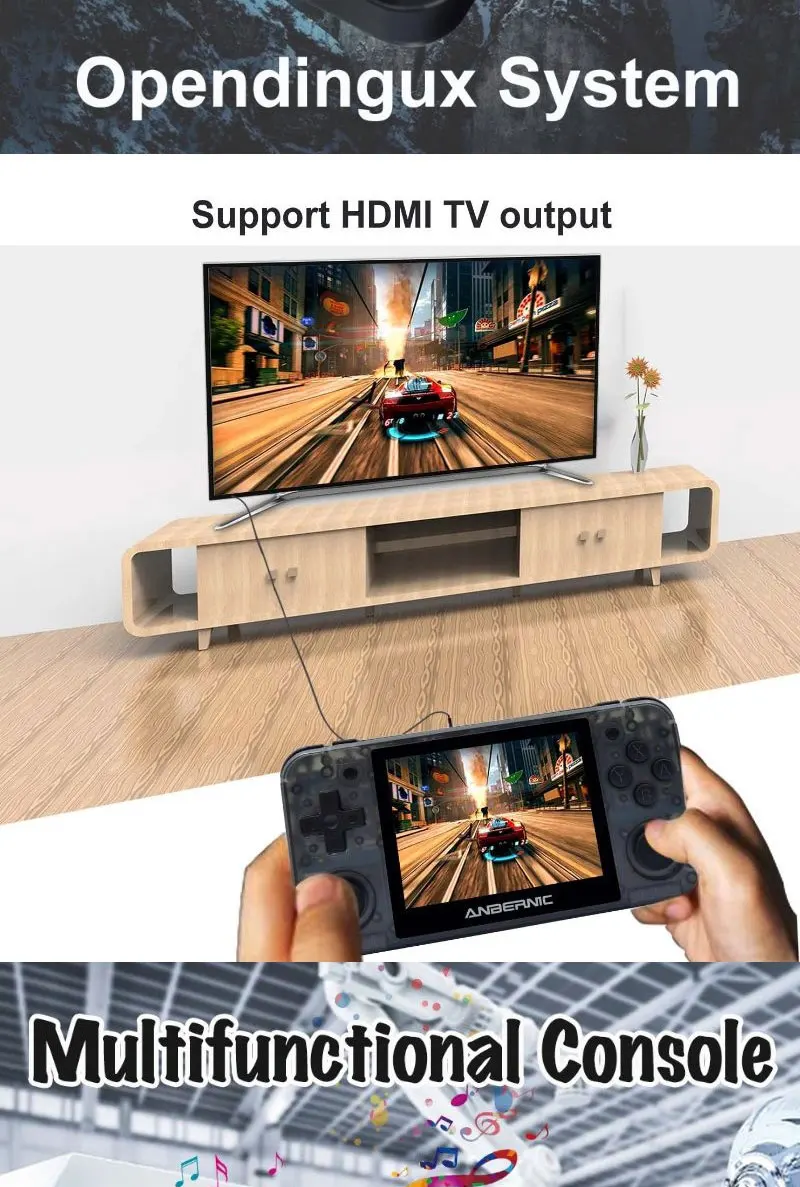 ANBERNIC RG350P Game Console 3.5 IPS Screen 2500 Retro Games PS1 HDMI-compatible Mini Pocket Handheld Game Player Boy Xmas Gift