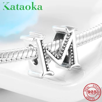 

Love Charm Alphabet Letter M Bead Fit European Charms Bracelet 925 Sterling Silver DIY Jewelry Making DIY Berloque