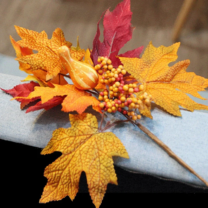 

2Pcs for Halloween Decorations Simulation Maple Tree Branches Artificial Fruit Strings Home Decorations