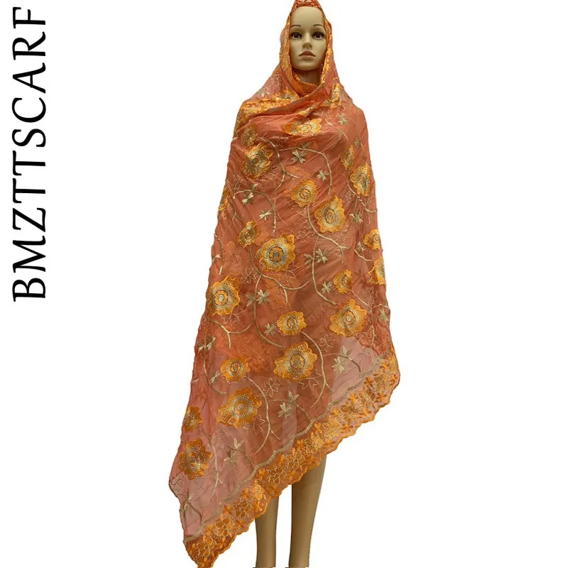 BM863 7 Высокое качество Африканский шифоновый шарф мусульманская вышивка шифон для женщин шали шарф пашмиана BM863 - Цвет: BM863 7