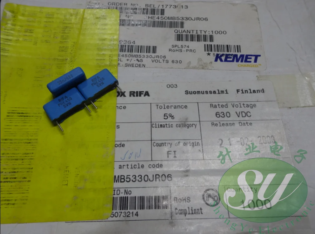50 шт. KEMET RIFA PHE450 33NF серия 0,033 мкФ/630 в 333 пленочный конденсатор 15 мм