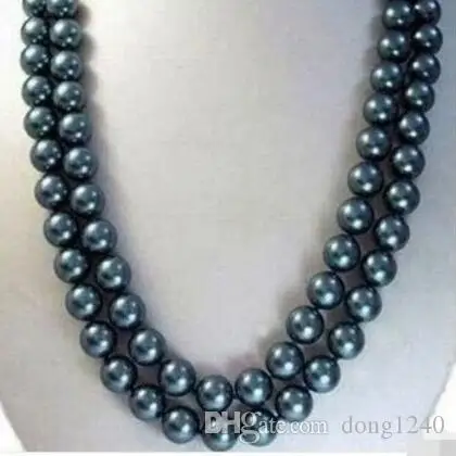 

De doble filamento 8-9mm tahitian Negro Azul collar de perlas