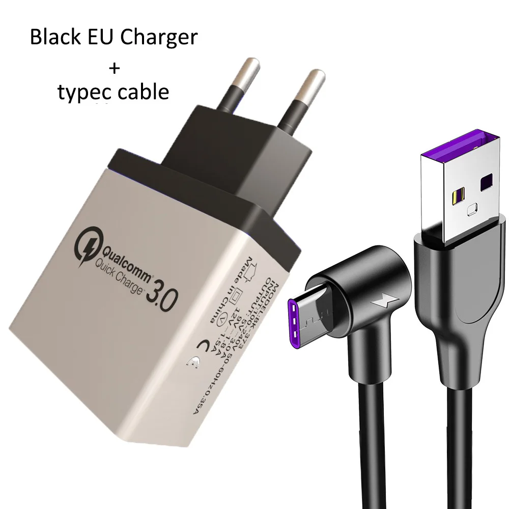 L Тип usb Тип-c кабель 1/2/3 м 5A Быстрый зарядный кабель 90 градусов usb c данных провод кабель для huawei p30 xiaomi телефон - Цвет: EU Plug Bundle