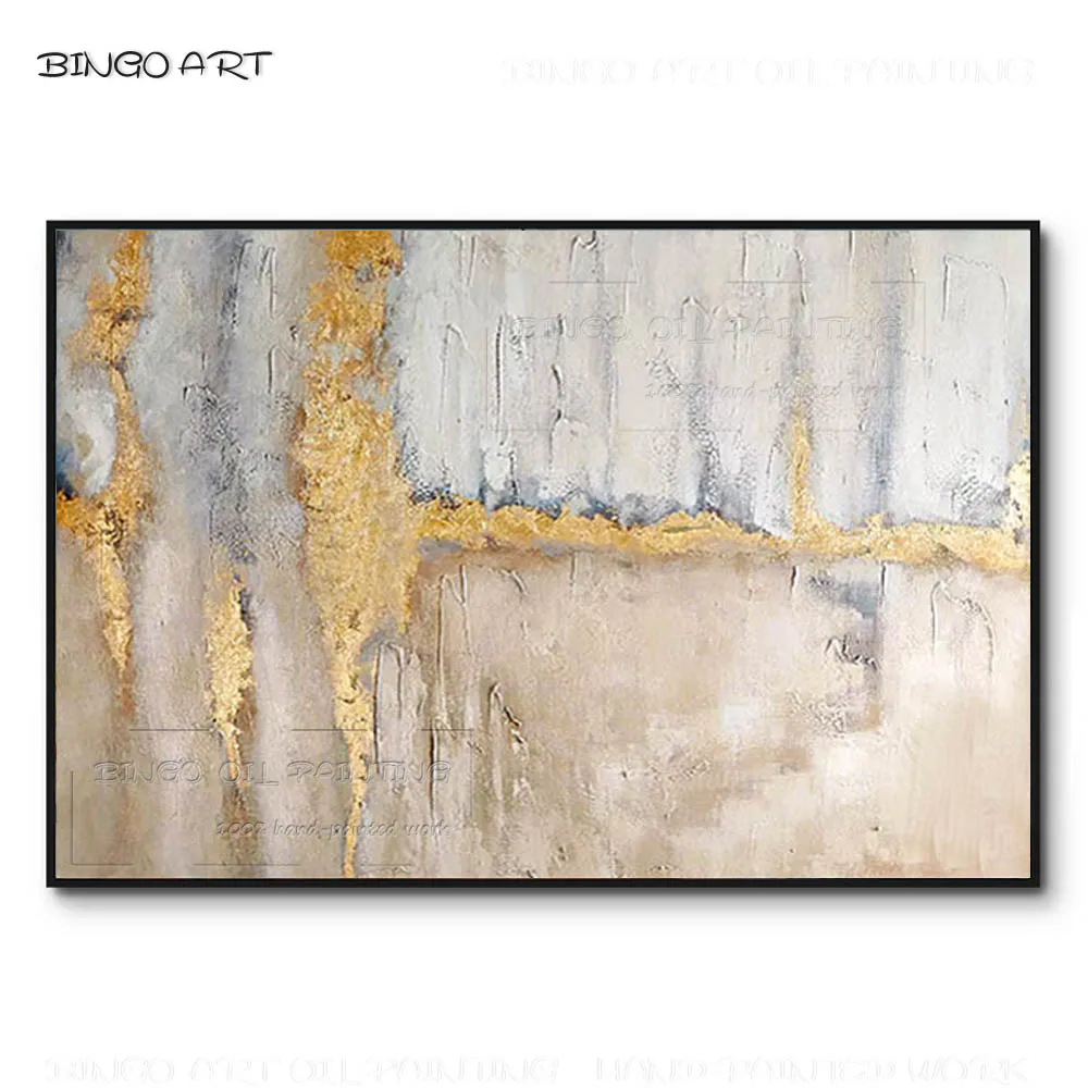

Great Artist Hand-painted High Quality Gold Abstract Oil Painting on Canvas Beauty Golden Foil Abstract Painting for Living Room