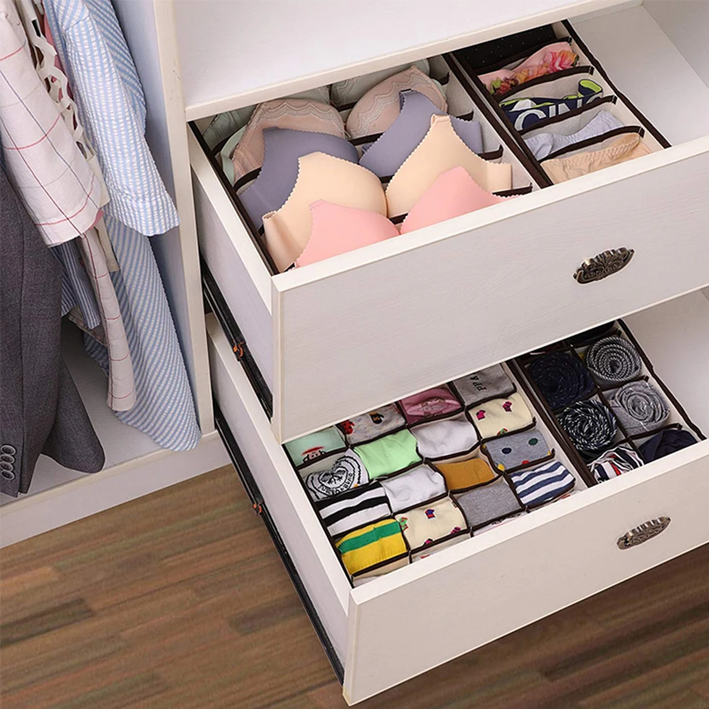 Multi-size Foldable Storage Boxes Underwear Closet Drawer Divider Lidded Closet Organizer For Ties Socks Bra Underwea