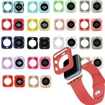 

Watches Accessories Silicone Watch Case Cover for Apple Watch 38/40/42/44mm Protective Case Bumper Shell for iWatch 5/4/3/2/1