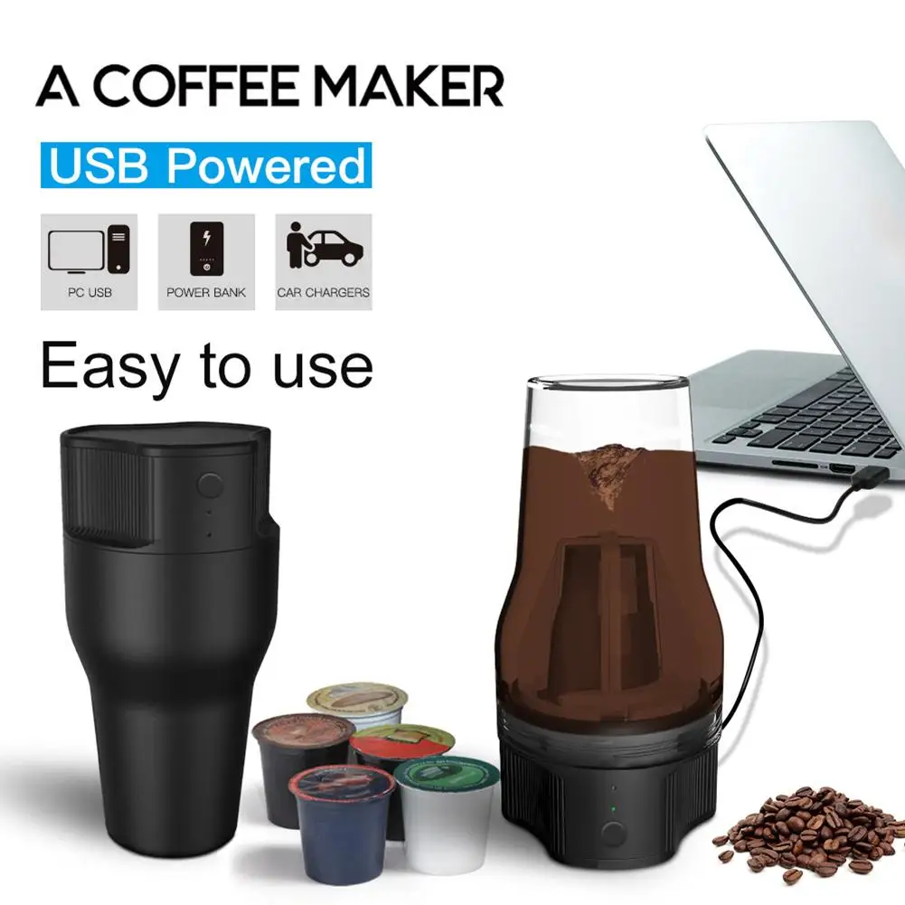 

550ml Mini Espresso Portable Coffee Maker Hot and Cold Extraction USB Electric Coffee Powder Making Machine with Filter