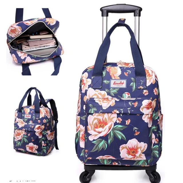 Women Rolling Luggage Backpack Travel Trolley Bag with Wheels for Women  Rolling Backpack Cabin Size Carry on hand luggage bag - AliExpress