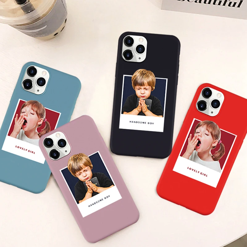 JAMULAR Cartoon Boy Lovely Girl Couple Case For iPhone 7 SE 2020 11 Pro XS MAX XR X 8 6Plus Black Red Soft Silicone Phone Cover | Мобильные