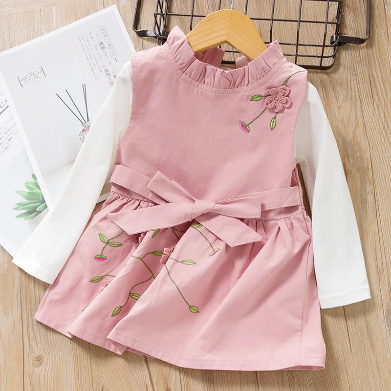 AZ1859 Pink Menoea/платье для маленьких девочек осенний костюм с футболкой комплект одежды для младенцев из 2 предметов платье для новорожденных Новое милое платье с жирафом для девочек - Color: AZ1859 Pink