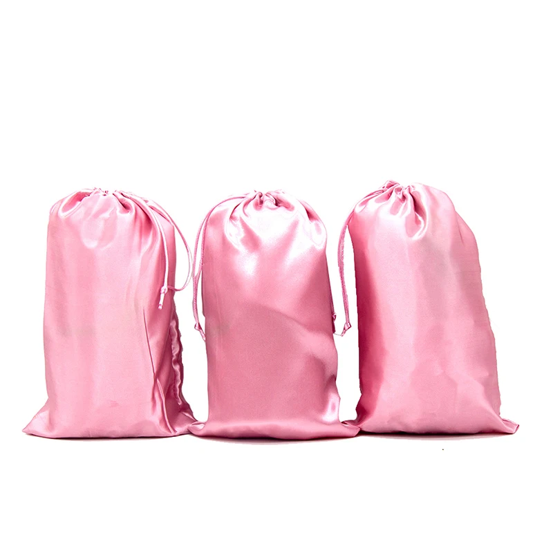 16 цветов 18x30 см пустой светильник розовый, розовый, ярко-розовый девственные волосы упаковка атласный Шелковый пакет подарок пряди для волос упаковка сумки - Цвет: Light pink