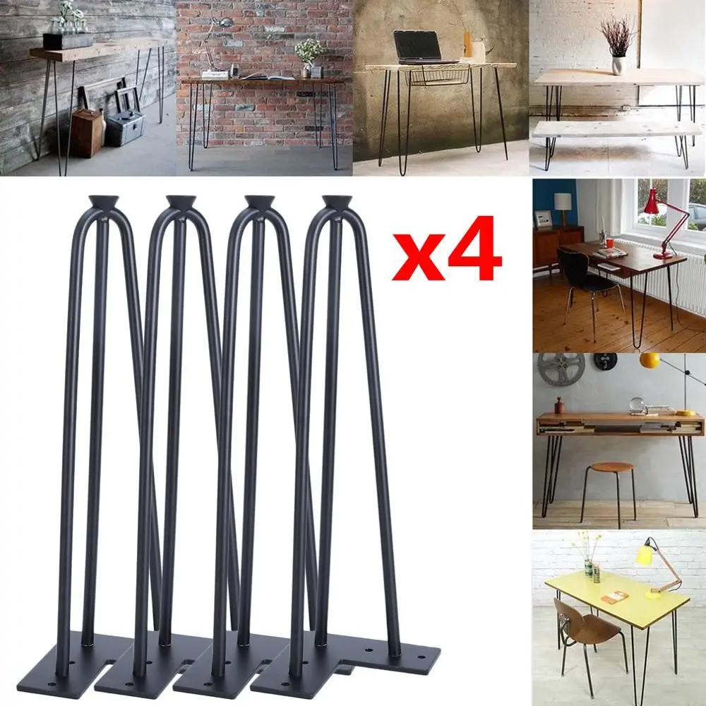 

Hairpin Table Legs 4 PCS 14 Inch Coffee Table Legs 3 Rod Steel Replacement Leg Mid Century Modern Style Desk Furniture Parts