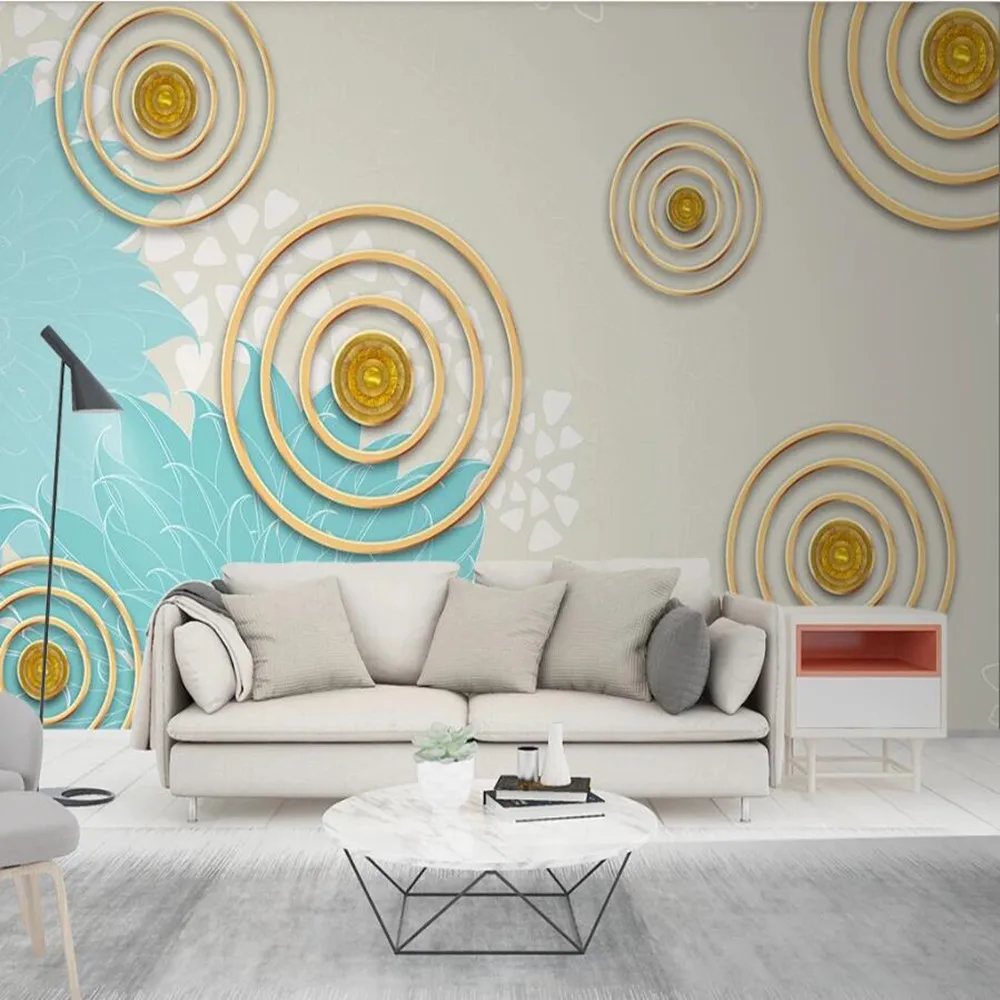 

Milofei manufacturers custom 3D Zen abstract golden circle geometric background wallpaper mural