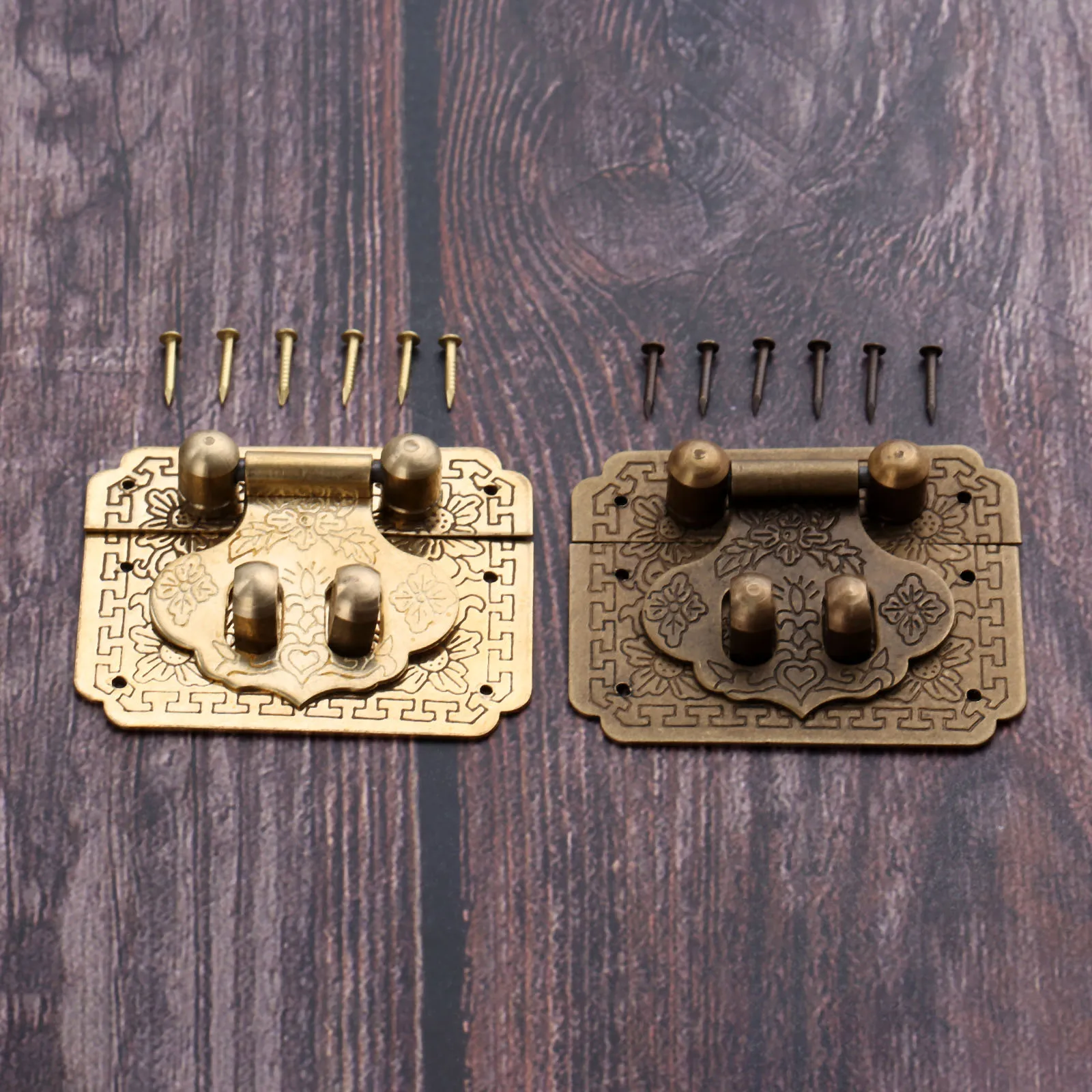 1Pc Antique Bronze Brass Decorative Wood Case Box Hasp Closure Jewellery Box Lock Buckle Latch 50*40mm