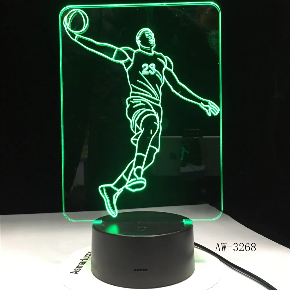 

The Famous star Jordan 3D Lamp 7 Color Led Night Lamps Touch Led USB Table Lampar a Lampe bedroom Light Office decorAW-3268