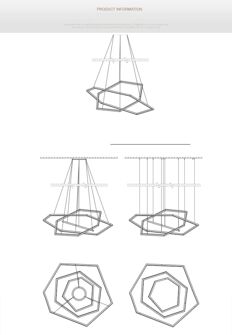 Lustre minimalista hexagonal de led Miresa